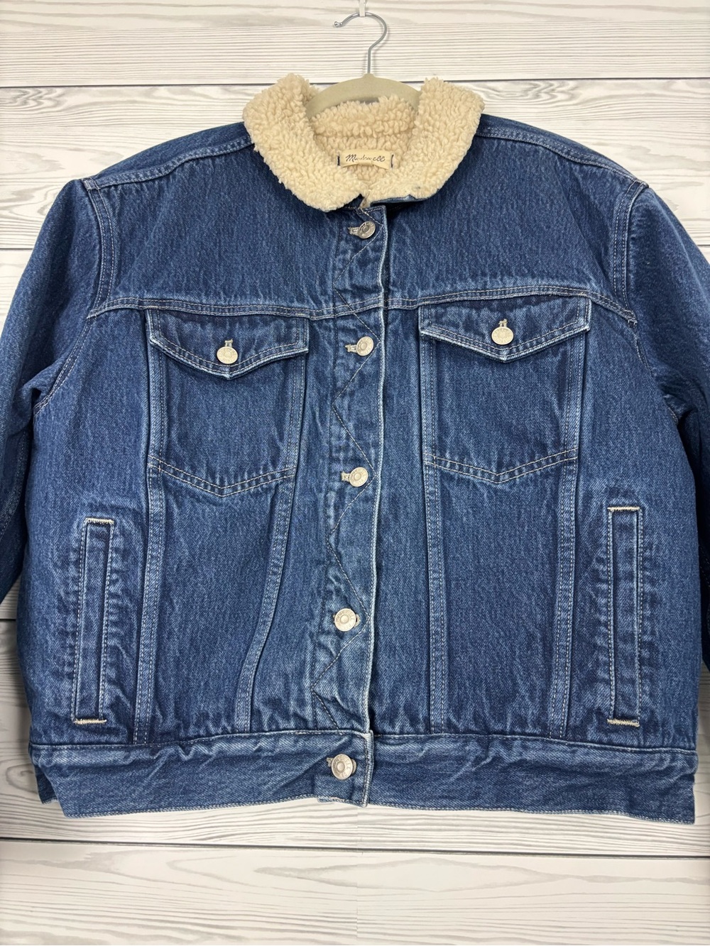 Madewell Sherpa lined denim Jean jacket size XL - Picture 4 of 10